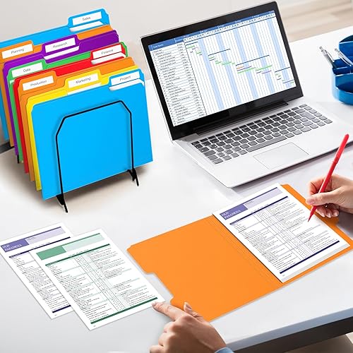 Miniatura 7 de Jyusmile Paquete de 36 carpetas de archivos de plástico, carpetas de archivos de colores, tamaño carta, carpetas de archivos con pestaña de corte de