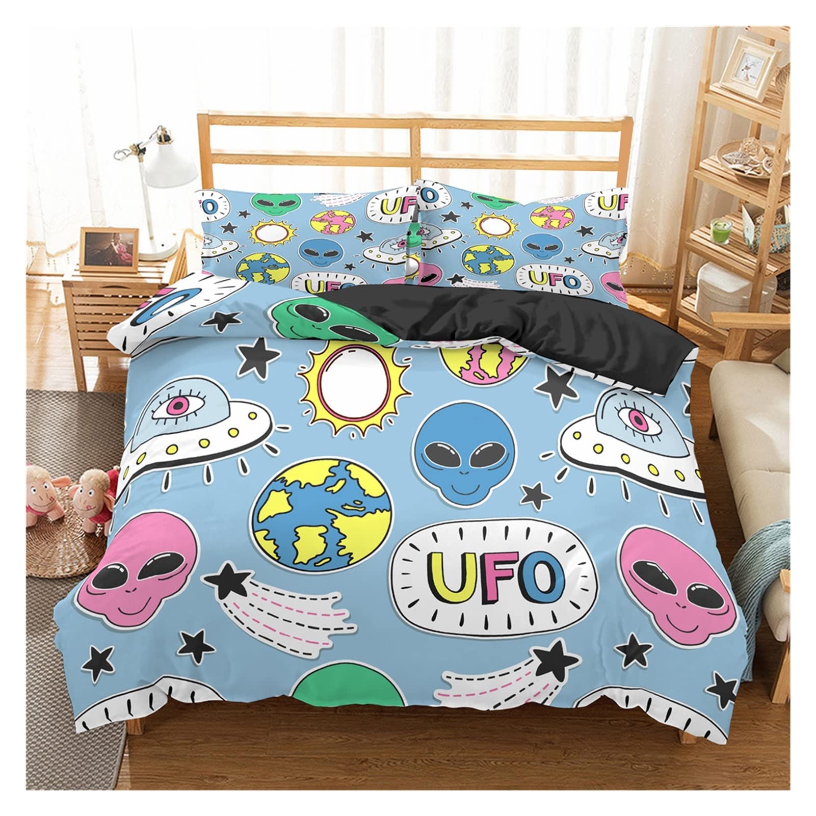 Set di biancheria da letto Set di biancheria da letto for cartoni animati Copripiumino for astronauta dell'aviazione Copripiumino for ragazzi Blue Sky Dream Federa for cuscino doppia singola doppia (
