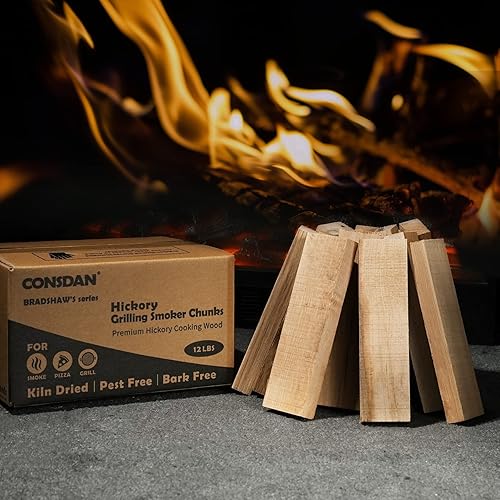 Miniatura 1 de CONSDAN Astillas de madera para ahumador, horno de pizza de nogal cultivado en Estados Unidos, para cocinar trozos de madera natural, leña seca al