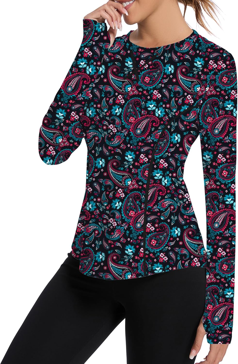 Avoogue Women UPF 50+ UV Shirts Long Sleeve with Thumb Holes Workout Sun Shirt Quick Dry Athletic Hiking Running Tops