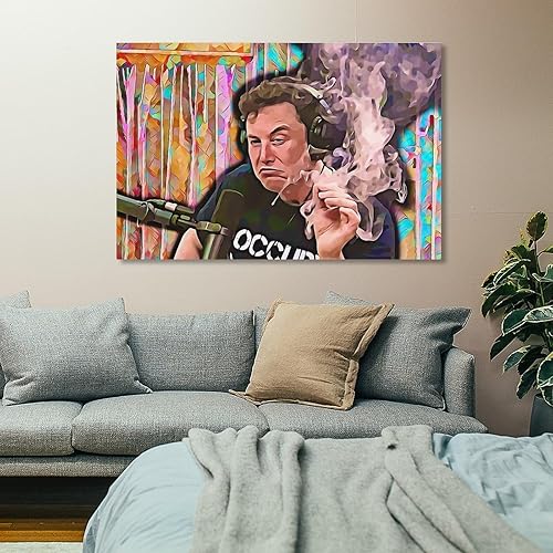 Miniatura 7 de Elon Musk Smoking Poster HD Print on Canvas Painting Wall Art for Living Room Decor Boy Gift 12x18inch(30x45cm) Estilo sin marco,Estilo de marco