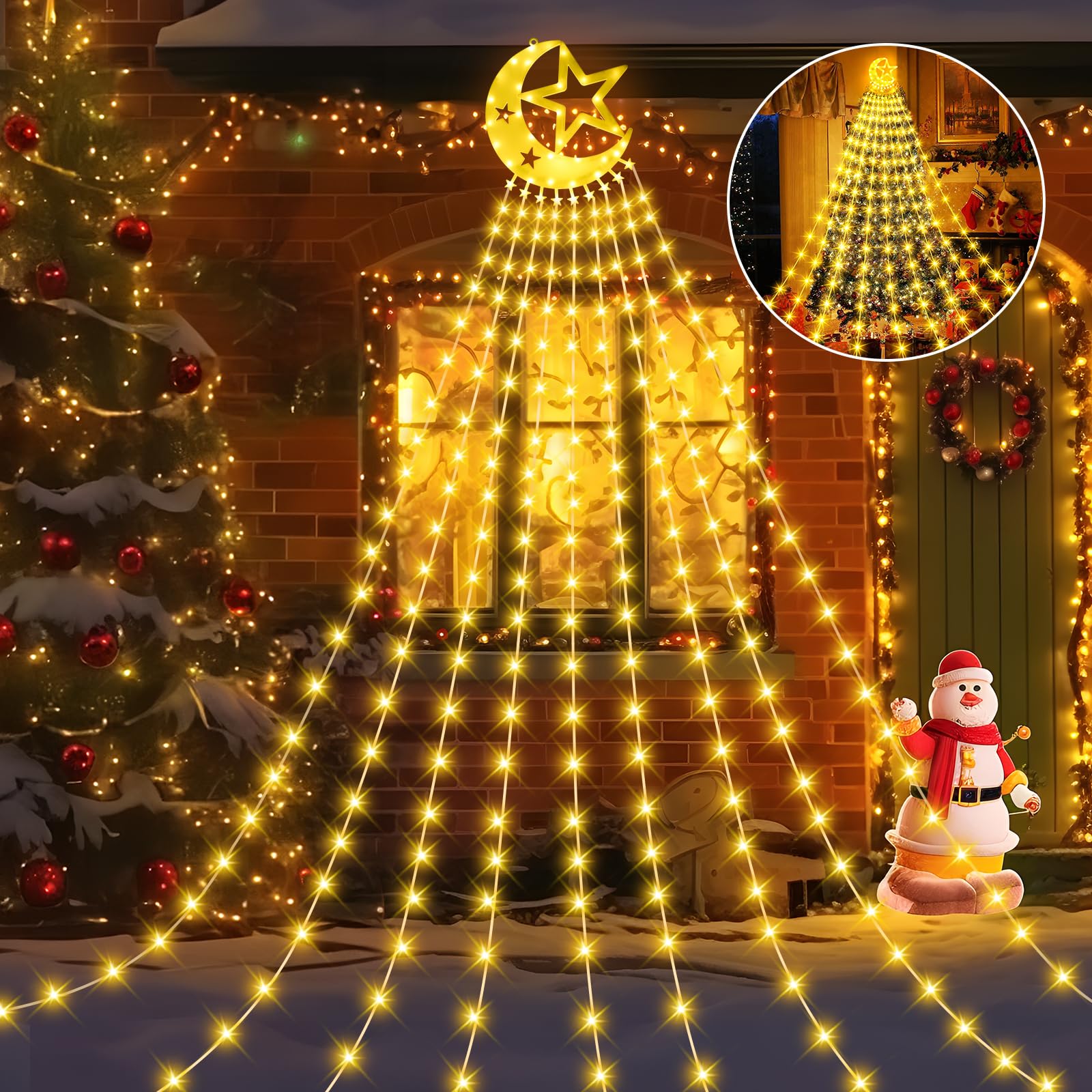 Possily luces de arbol de Navidad, 346 LED en color blanco cálido, luces de arbol de Navidad con 8 modos - Perfectas para decoraciones de fiesta, Navidad, celebraciones y para uso interior y exterior