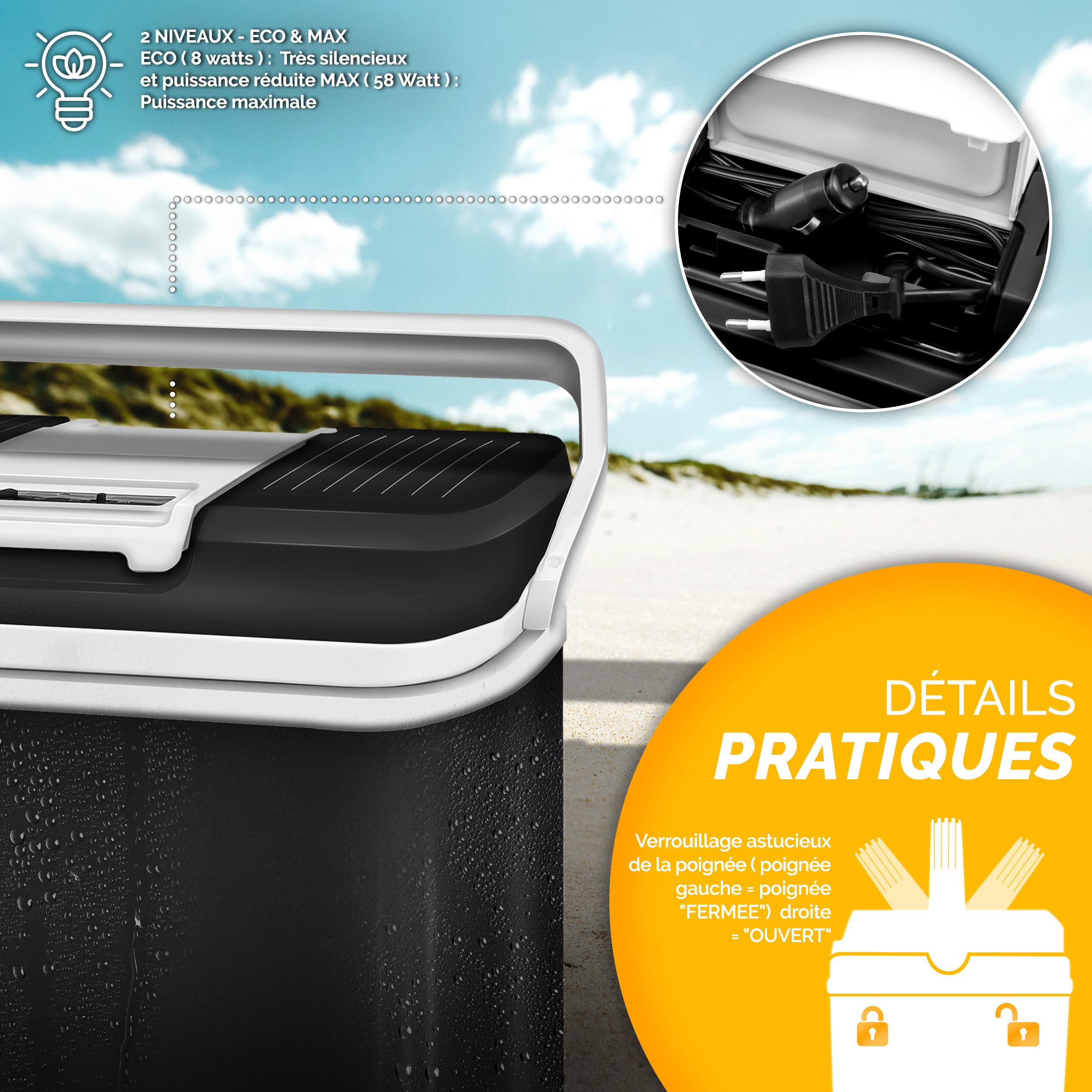 tillvex Glacière électrique 24L | Mini-frigidaire 230 V et 12 V pour Camping avec Voiture | refroidit et réchauffe |Mode ÉCO