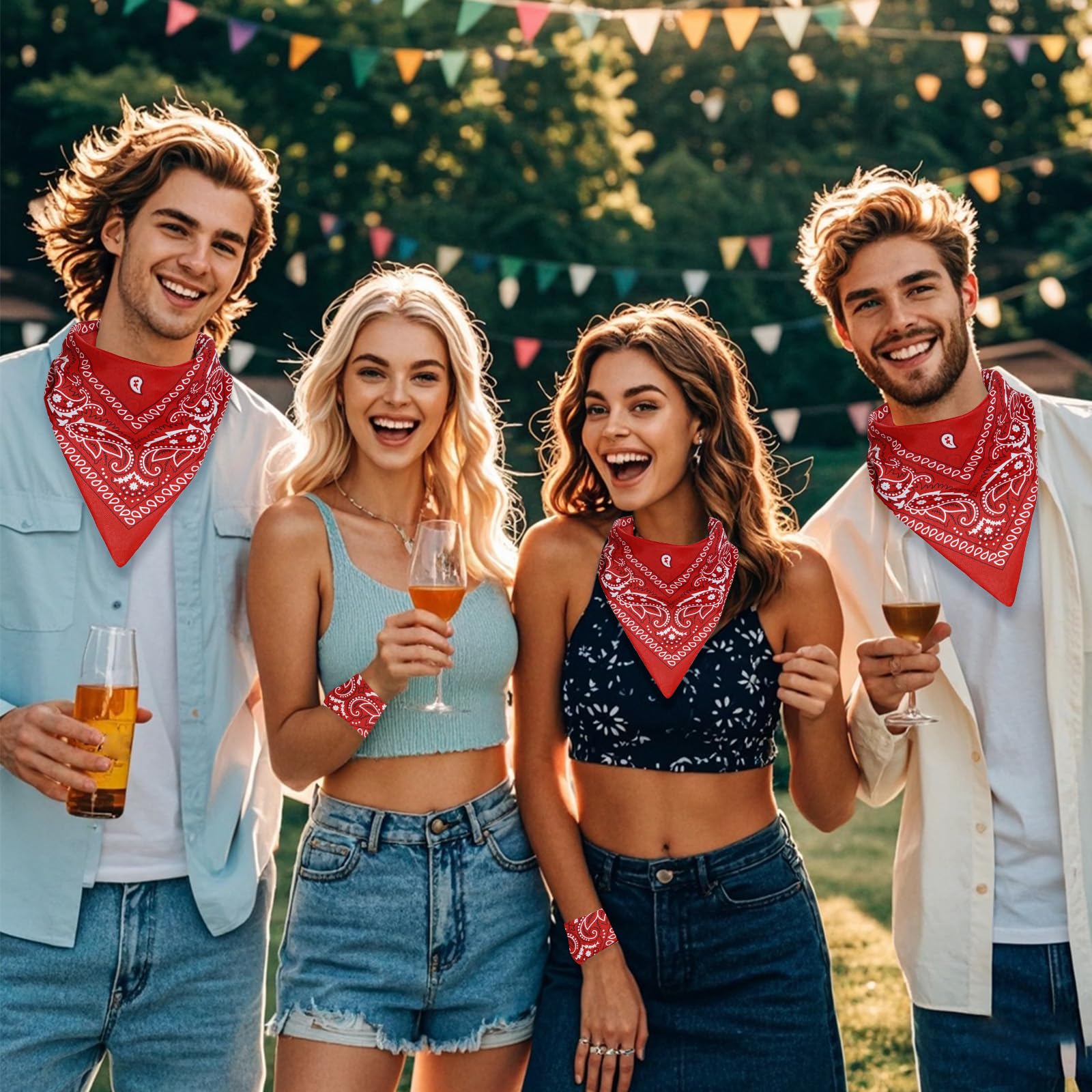 Bandanas for Women Men Cowboy Bandana Handkerchief Headband Face Mask Bulk for Party Costume