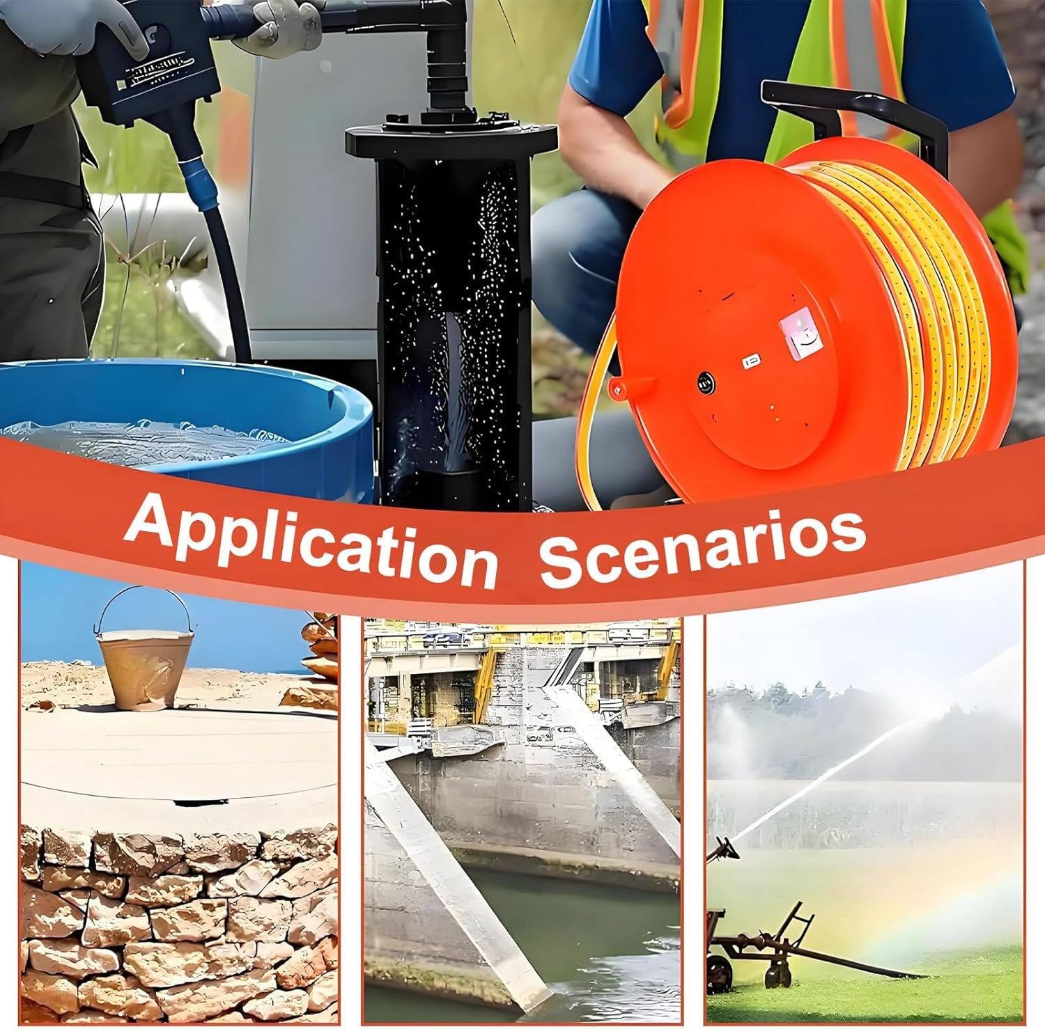 Medidor de nivel de agua de pozo profundo, instrumento de medición de nivel de agua subterránea de 10 m a 300 m con sonda fija y cinta de acero para pozos, perforaciones y tuberías