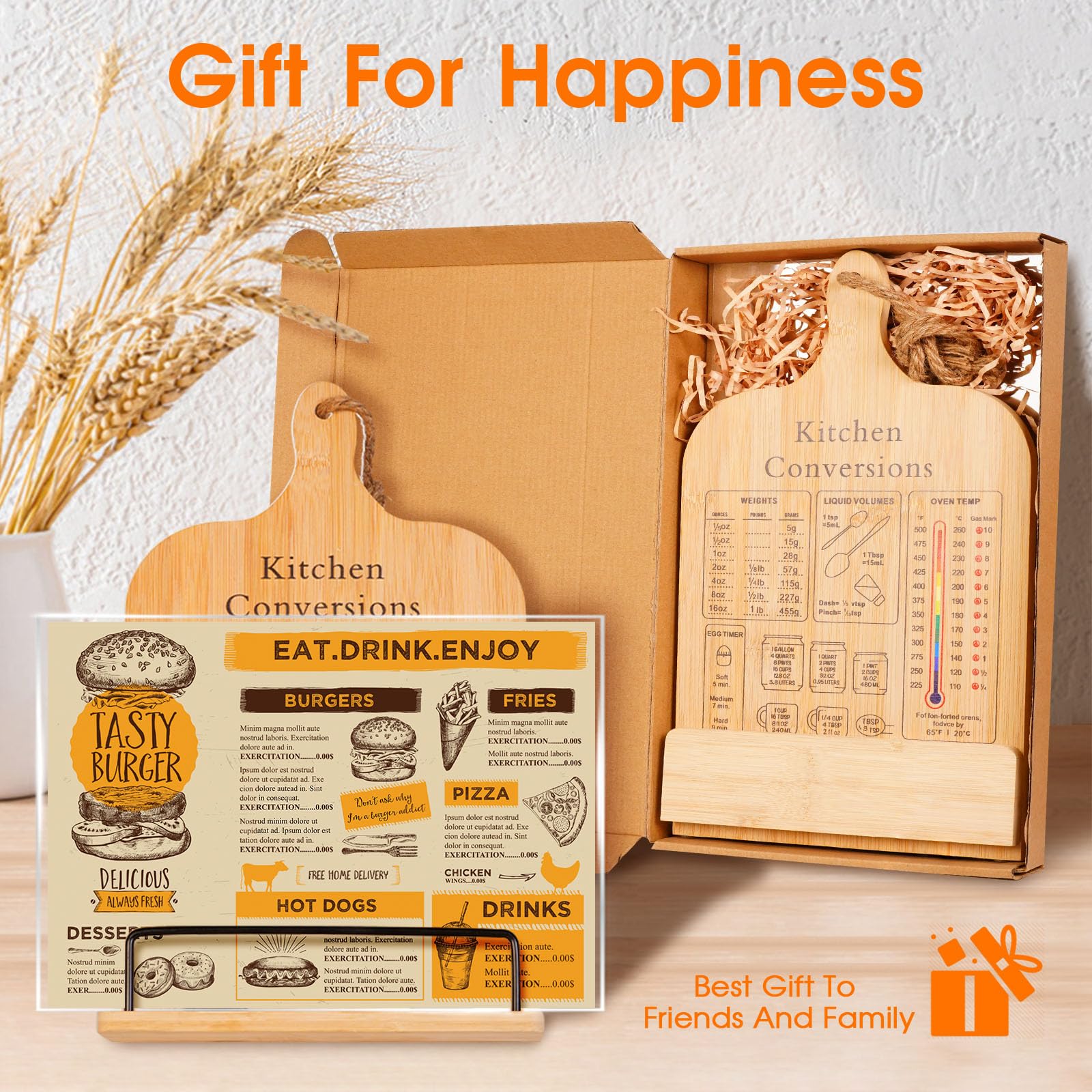 DZBJIPT Bamboo Cookbook Stand Suit,Cookbook Holder with Acrylic Splashe Guard,Cook Book Stand for Kitchen Counter,Cooking Gift for Wife Mom Grandma on Mother's Day Birthdays - Image 4