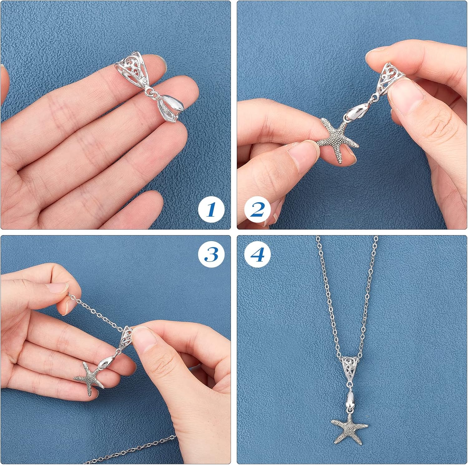 SUPERFINDINGS 10 Styles 40Pcs Pinch Clip Bail Clasps Brass Pinch Clips 12/13/16.5/17/24mm Bail Clasp Dangle Charm Bead Pendant for Necklace Jewelry Buckles & DIY Craft Making - Image 3