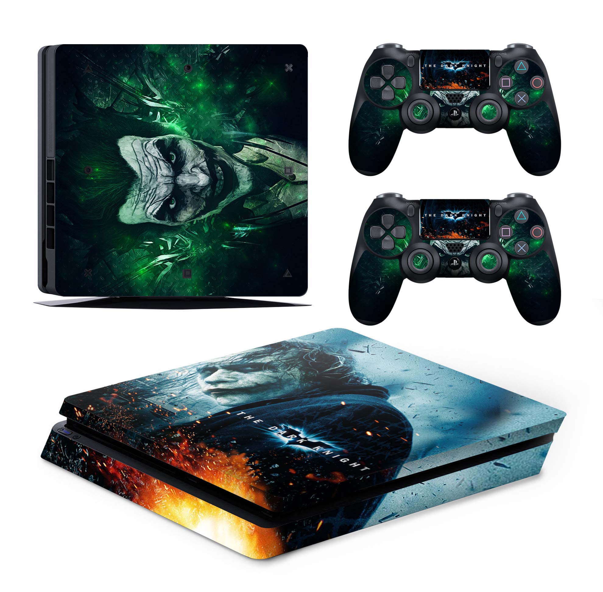 Fox Micro® PS4 Slim Console Dark Joker From Batman Skin Decal Vinal Sticker & 2 Controller Decal Vinyl Protective Covers Stickers for PlayStation 4 Slim (B083SNSKG9) Amazon Price History, Amazon Price Tracker