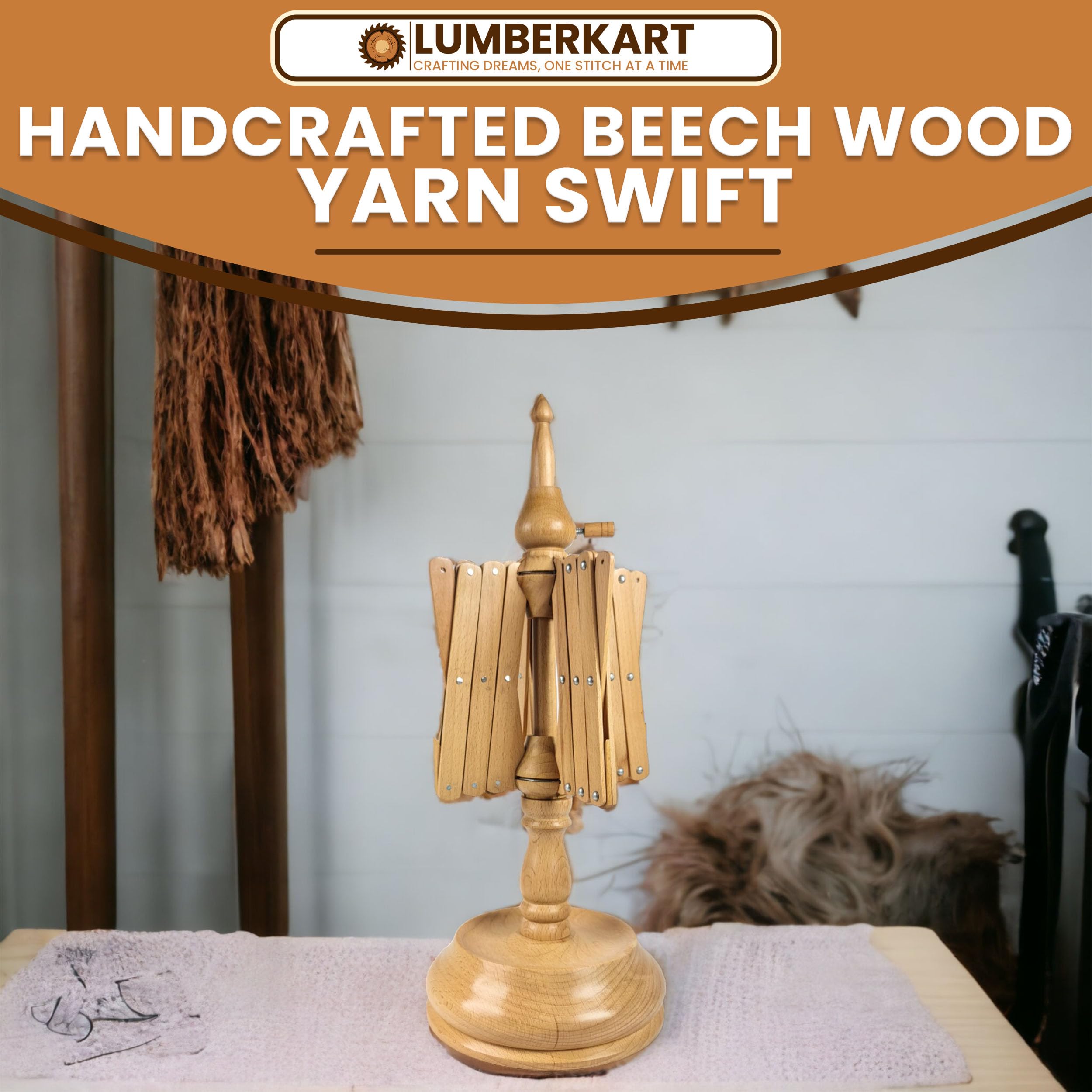 Swift - Avvolgitore per filato fatto a mano, portatile, pieghevole, in legno, per avvolgimento da matassa a palla, resistente (legno di faggio)