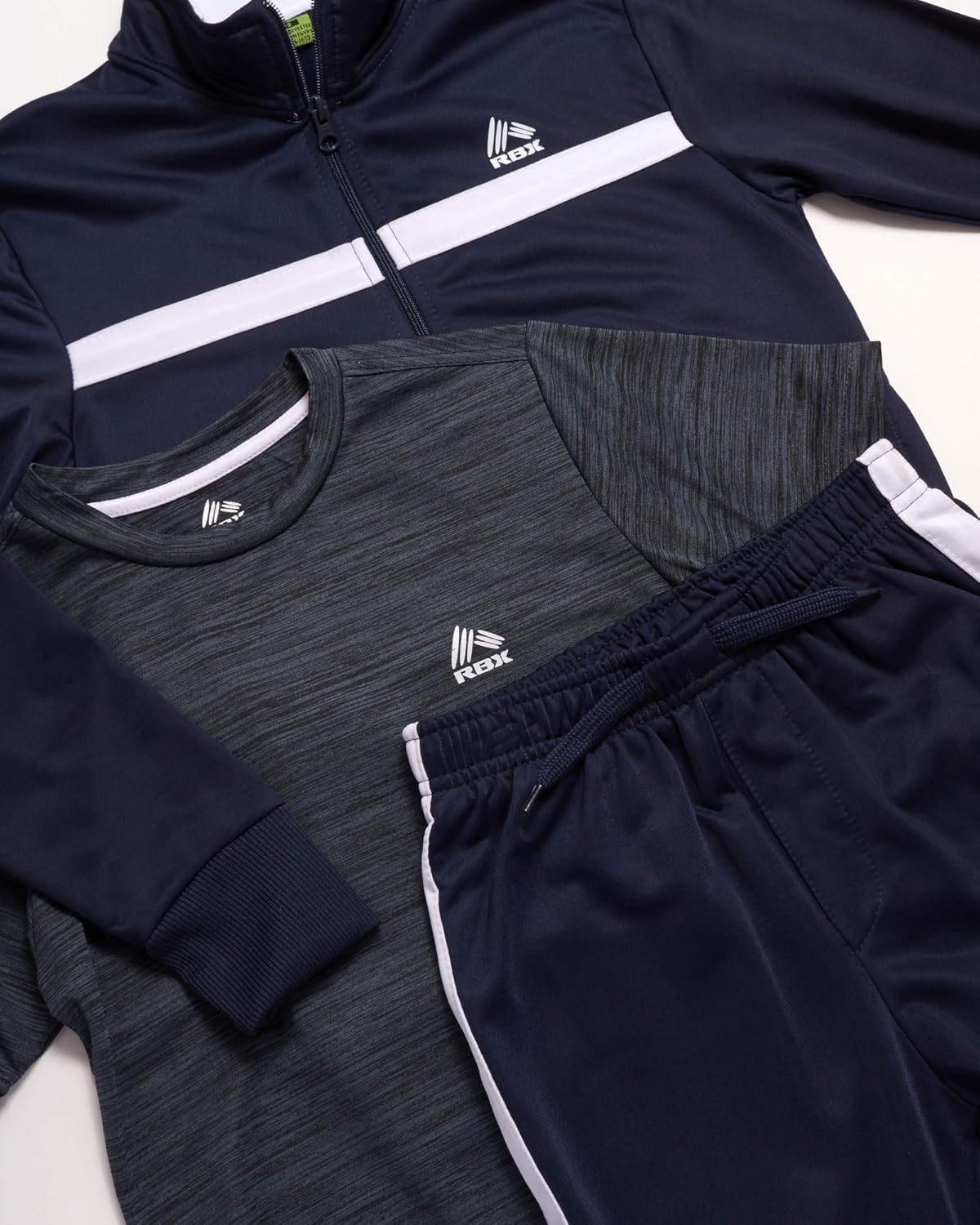 RBX Boy's Activewear Tracksuit Set - Zip-Up Performance Sweatshirt, Jogger Sweatpants, and T-Shirt: Clothing, Shoes & Jewelry