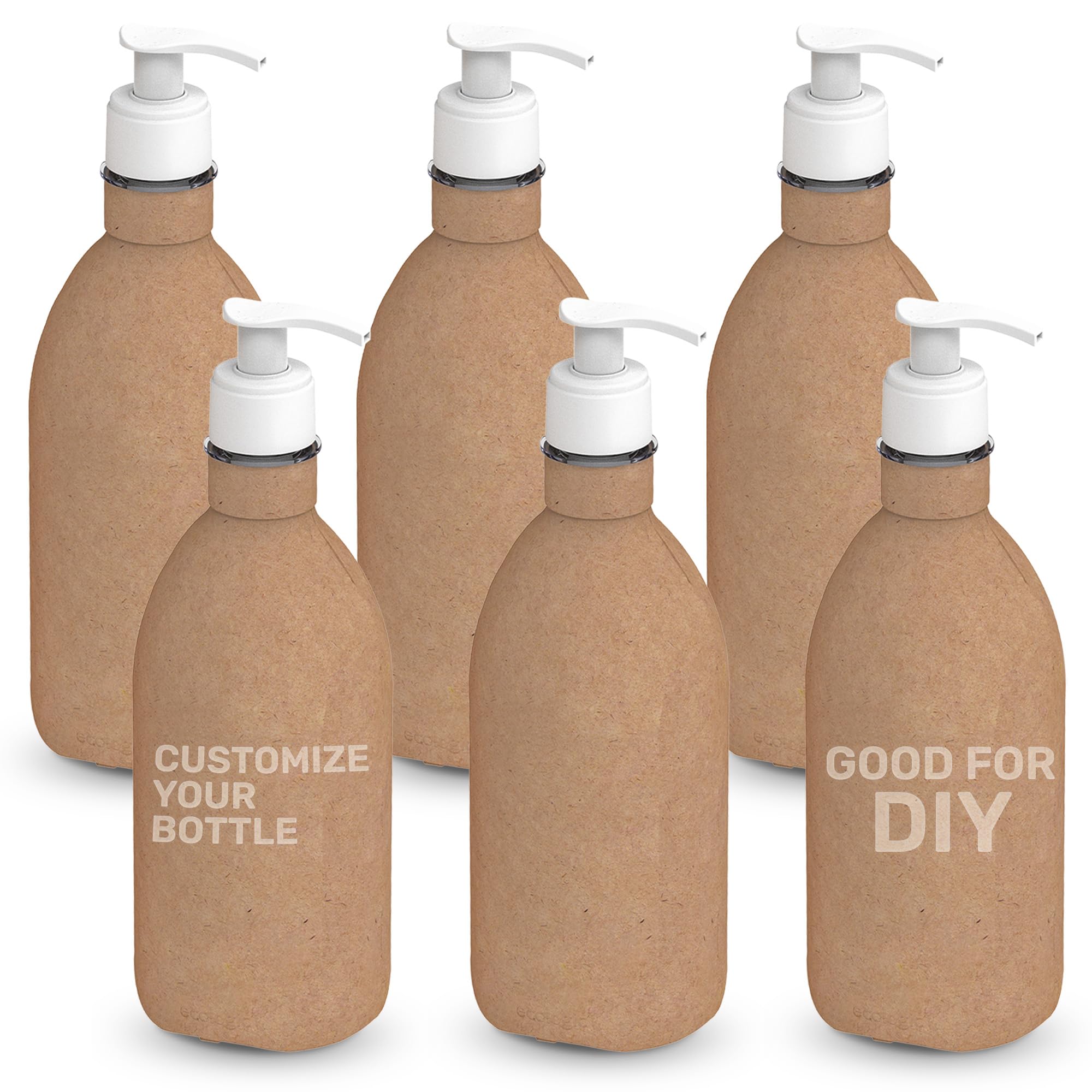 Ecologic16oz Ready-to-Fill Refillable Dispensing Pump Hybrid Paper Eco.Bottles for Personal and Home Care - 6 Pack