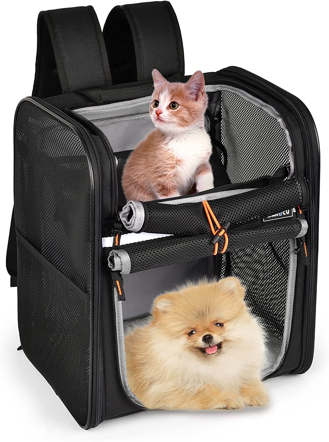 Wakytu Mochila para Mascotas, Mochila Plegable para Mascotas con Hamaca para Perros pequeños y Gatos, portátil, Transpirable, Plegable, con Correa de Seguridad Interior para Cachorros