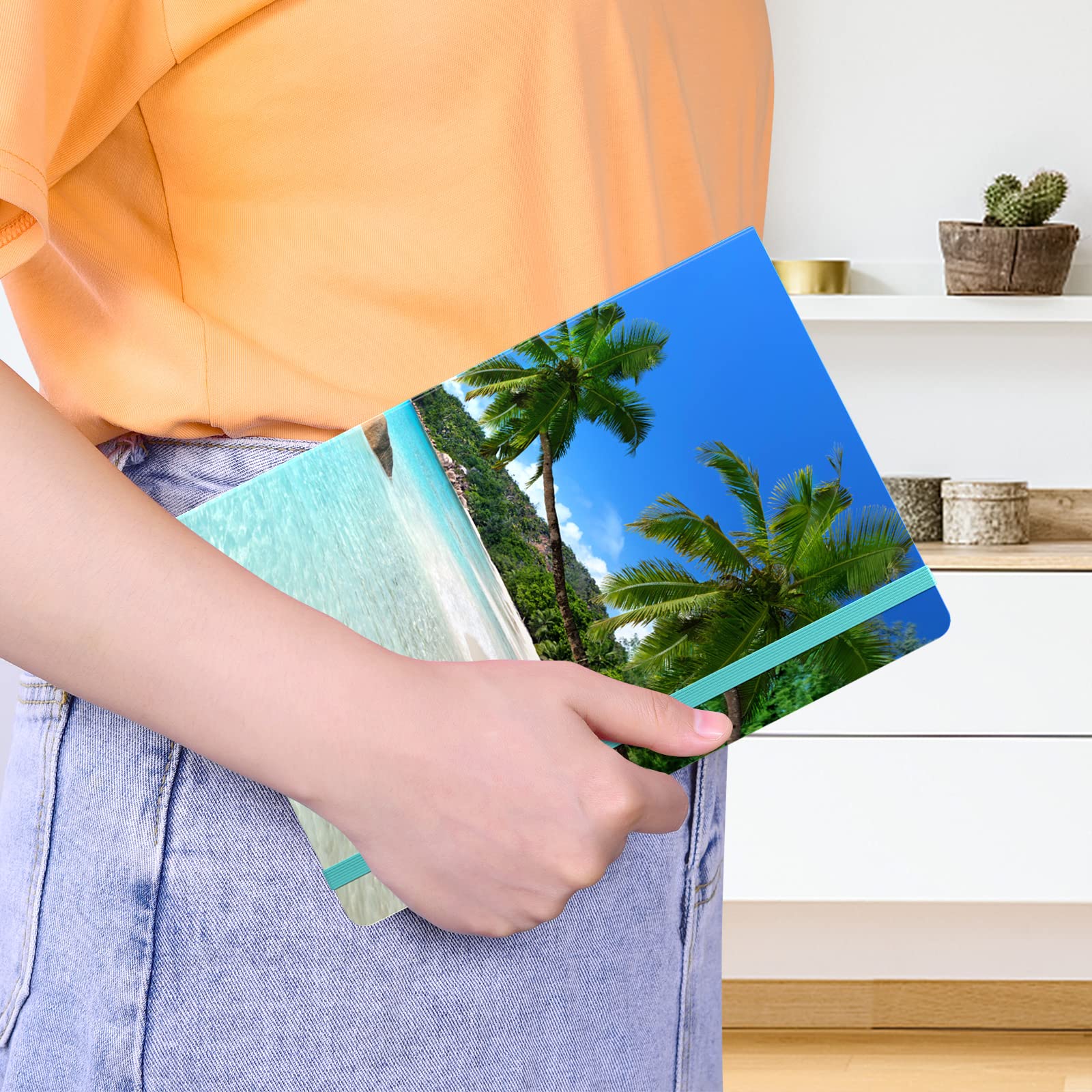 Taccuino a righe, con copertina rigida, da donna, medio, 14,5 x 21,3 cm, 160 pagine, carta spessa, grazioso taccuino a righe con motivo floreale estetico, per diario, scrittura, lavoro, ufficio