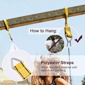 PACEARTH 2 Pack Swings Seats Holds 660lbs with 68.9 inch Anti-Rust Chains Plastic Coated 23.6 inch Tree Hanging Straps and Locking Buckles Playground Swing Set Accessories Replacement - Green