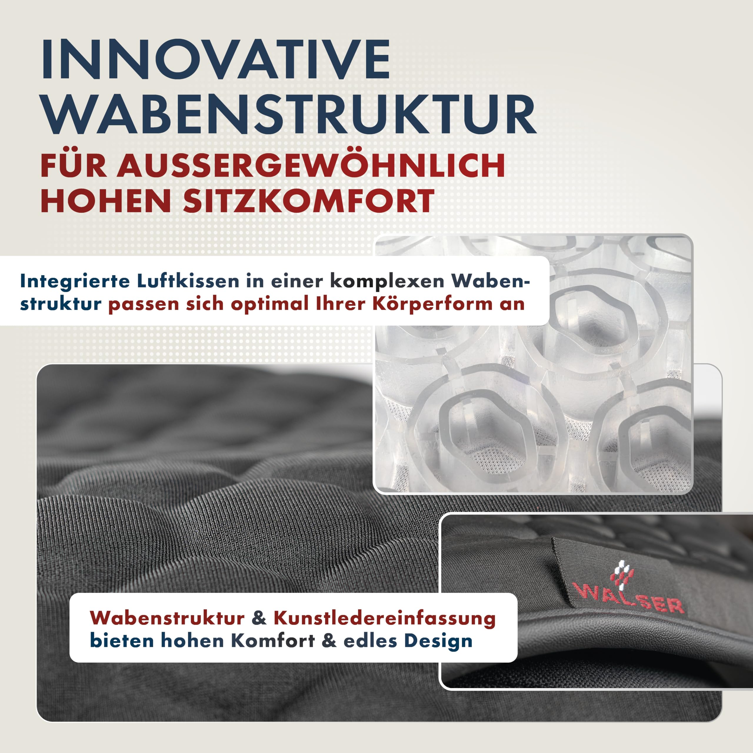 WALSER Premium Sitzauflage Auto Avero, 1 Sitzschoner Auto schwarz, ergonomische Autositzauflage für bequemes Fahren, 1 Stück Sitzkissen PKW Vordersitze, Schonbezug Autositz, Autositzauflage Vordersitz