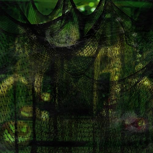 Tela negra de terror de 287" x 47" - Suministros para decoración de fiestas, casa embrujada, Halloween.