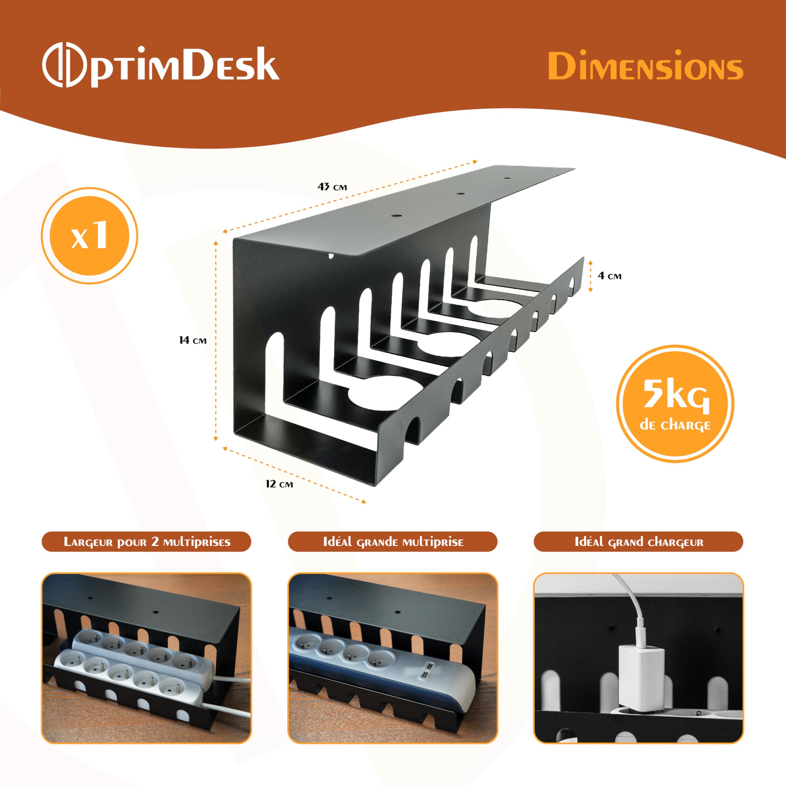 Cavo da scrivania alto + kit accessori – gestione cavi, alimentazione, multipresa – 2 portacavi e accessori – facile installazione – a casa o al lavoro