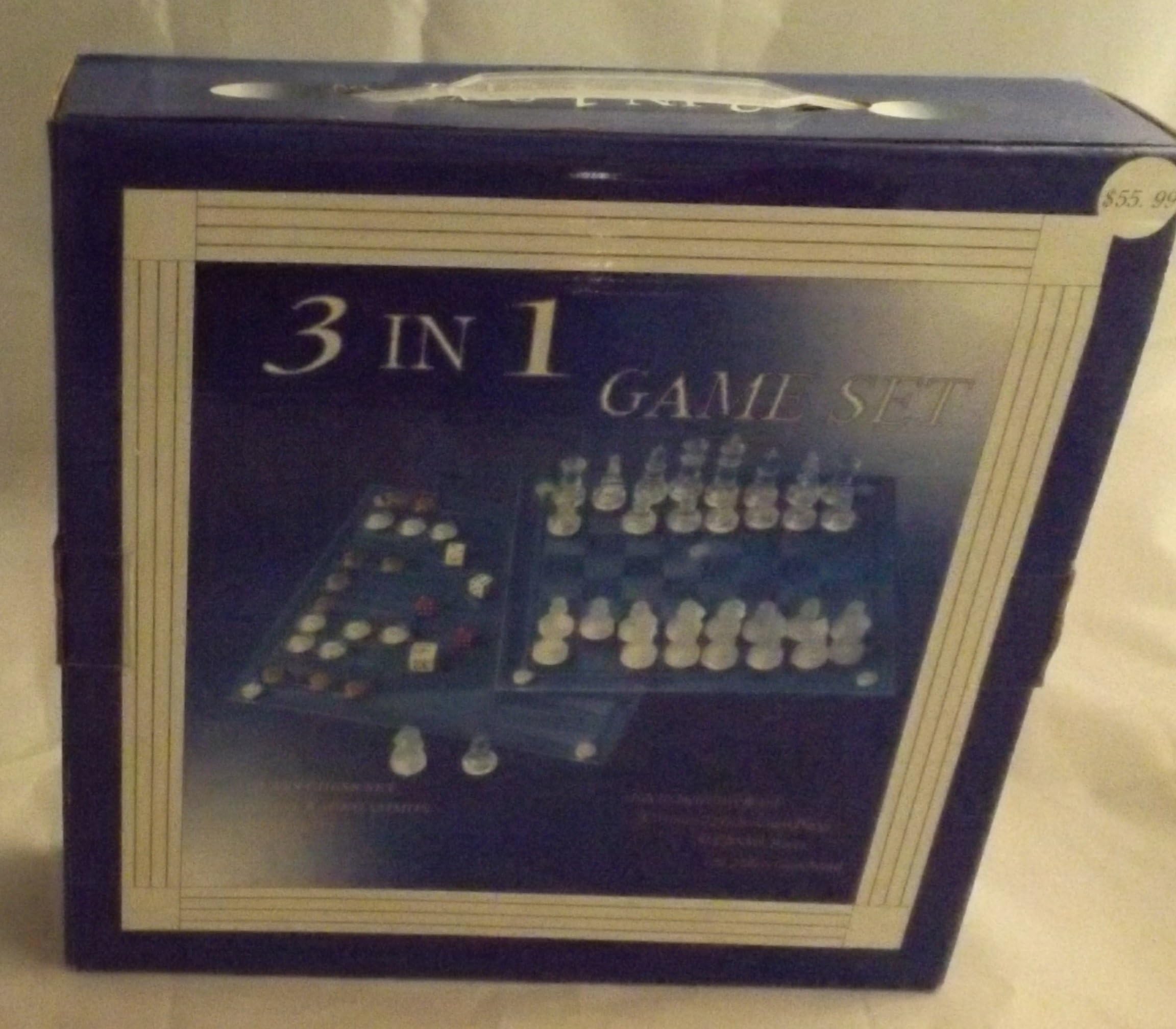 Glass 3 in 1 Game Set Chess/Checkers/Backgammon