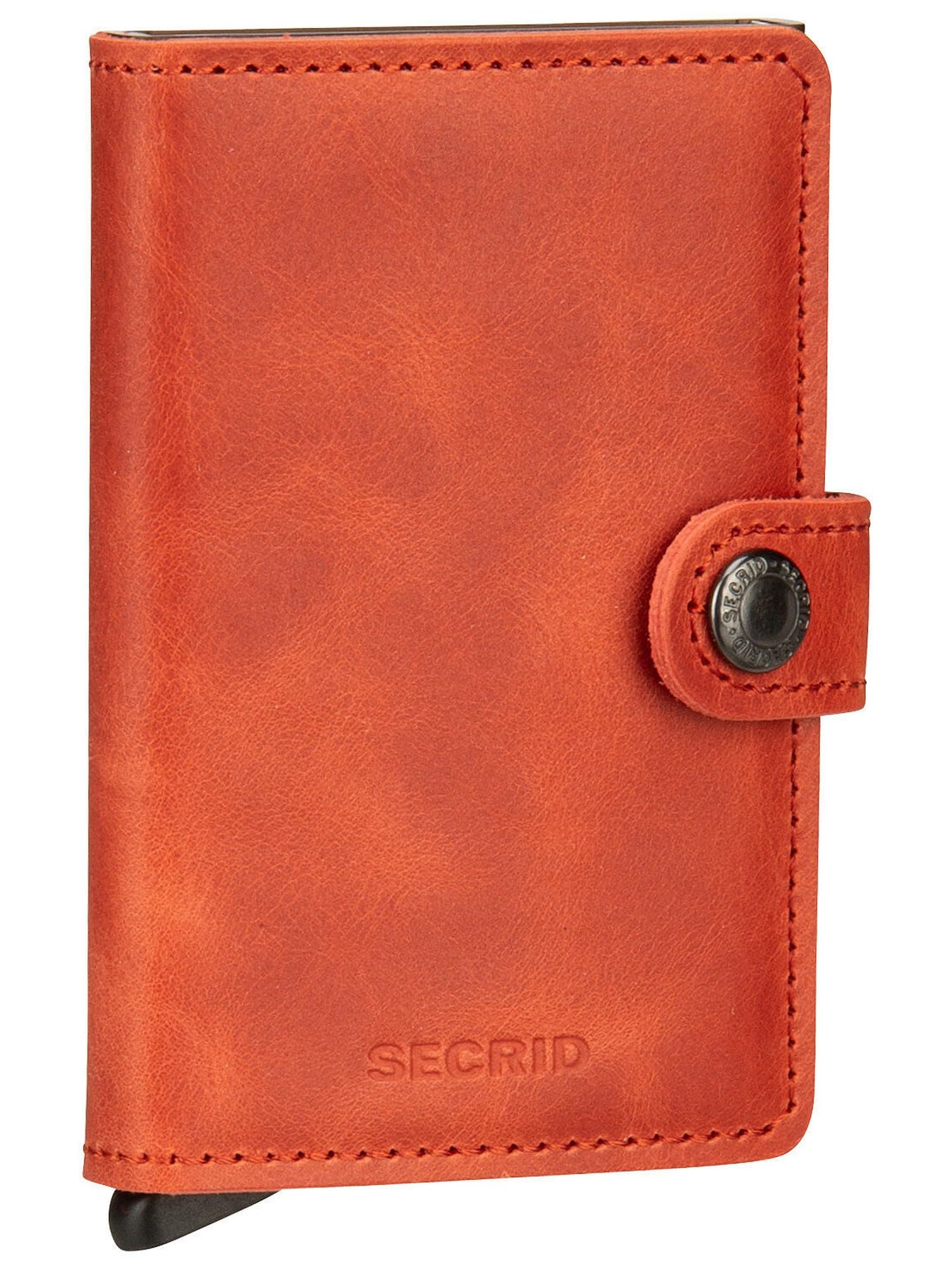 SECRID - Men Mini Wallet Genuine Vintage Leather RFID Safe Card Case for max 10 cards (Orange)