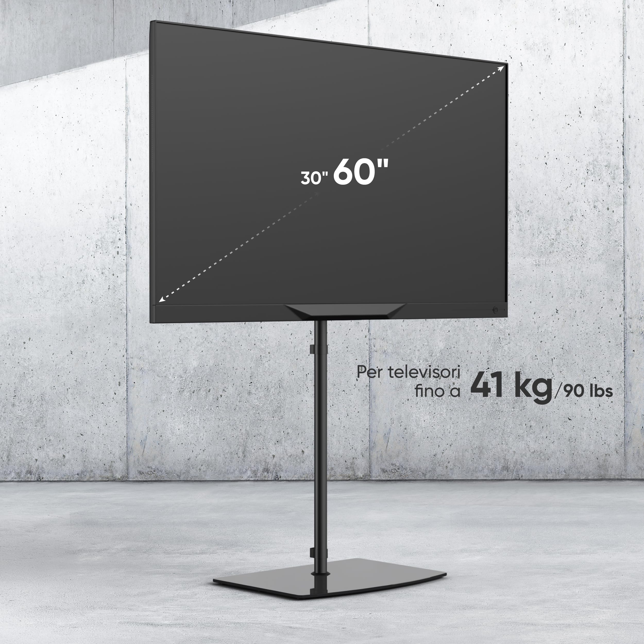 ONKRON Supporto TV da Pavimento 30-60 pollici, Carico fino a 41 kg, Porta TV da Terra Mobile VESA 100x100-400x400, Supporto Televisione da Pavimento, Altezza Regolabile, Porta Televisore Nero TS5065-B