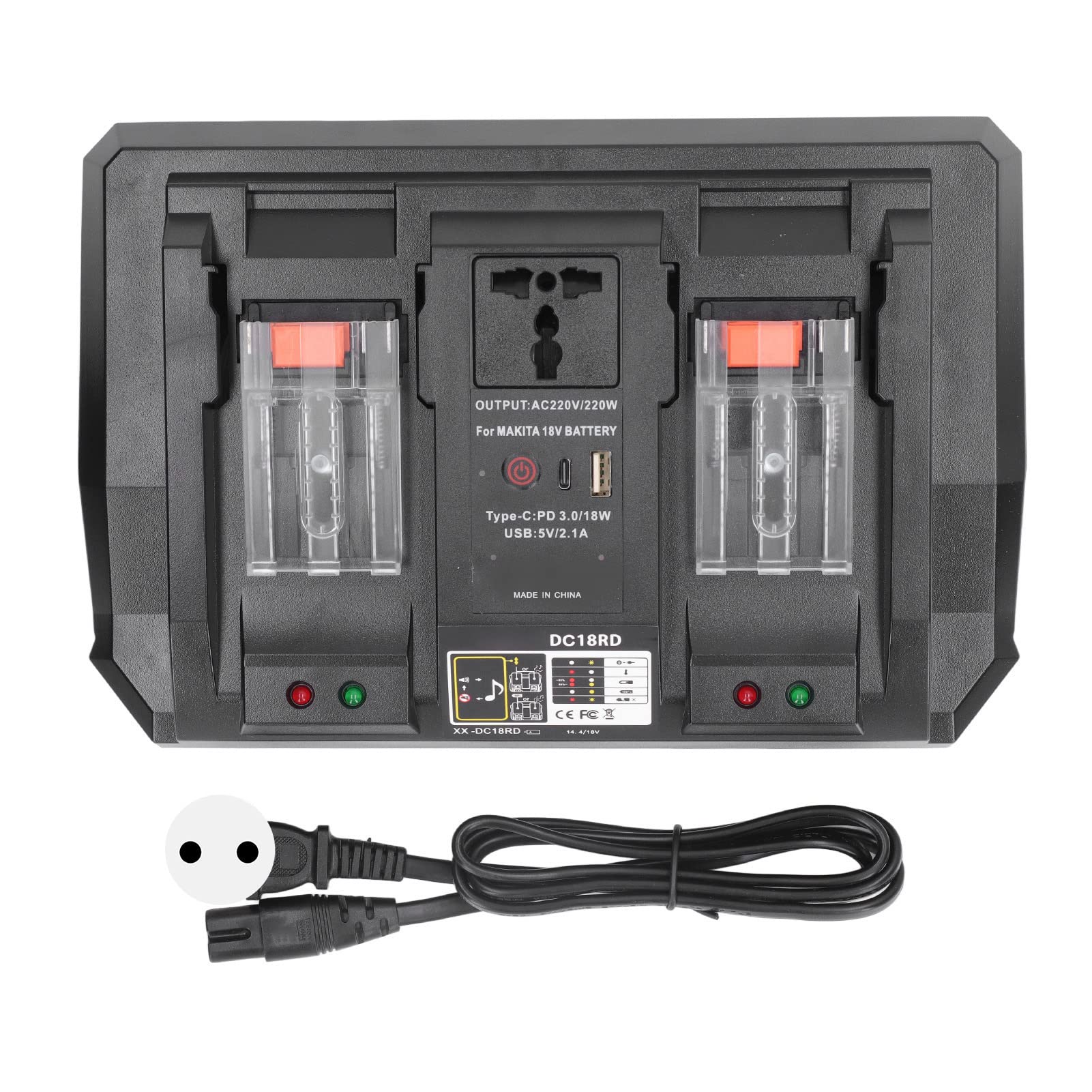 Cargador de Batería de Dos Puertos, Reemplazo de Cargador Rápido de Doble Puerto, Ahorro de Tiempo de Computadora de 100-240V (Enchufe de la UE)