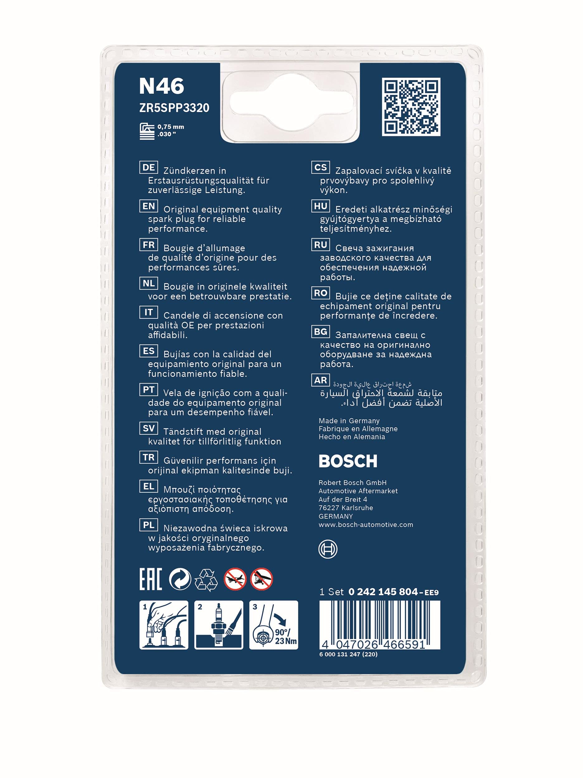 Bosch ZR5SPP3320 (N46) - Bujías de níquel Doble Platino - kit de 4