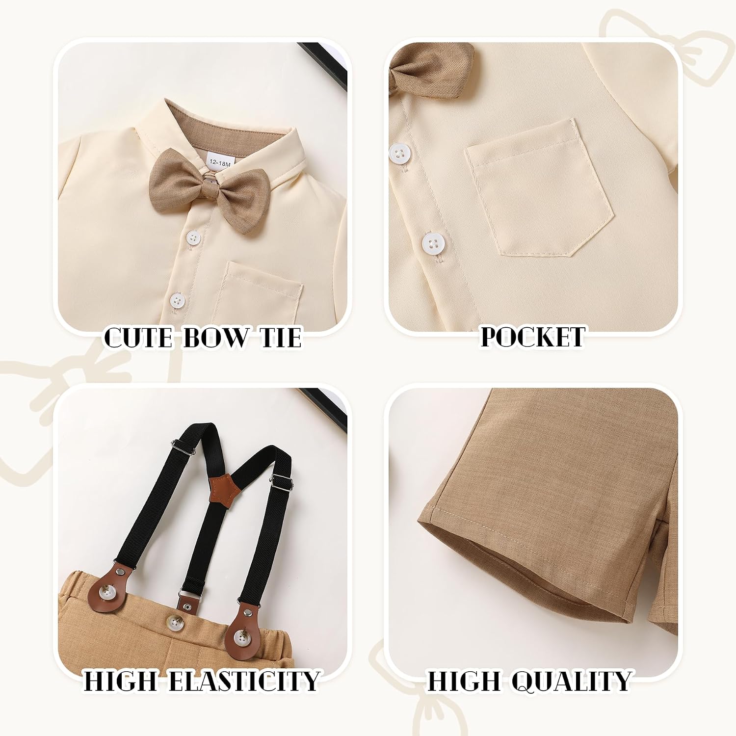 JEELLIGULAR Toddler Formal Outfit Boy Baby Suit for Summer Shirts Shorts Clothes Set
