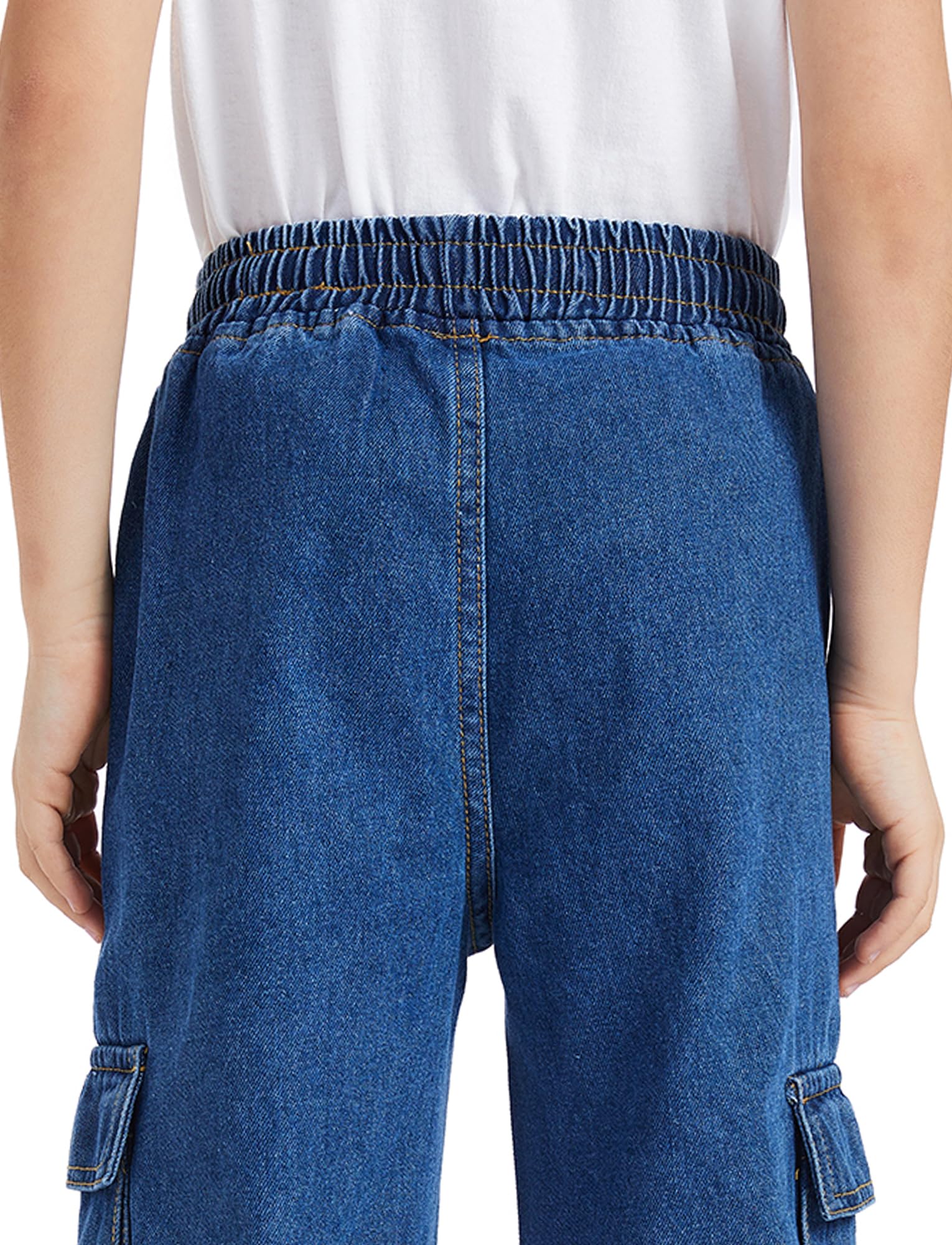 SEAUR Jeans Baggy Niños Pantalones Cargo de Denim con Cintura Elástica Hip Hop Y2K Streetwear