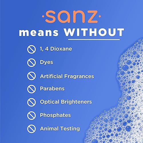Miniatura 4 de SANZ Detergente hipoalergénico y biodegradable para ropa – supera a las marcas líderes*, libre y transparente, 64 cargas