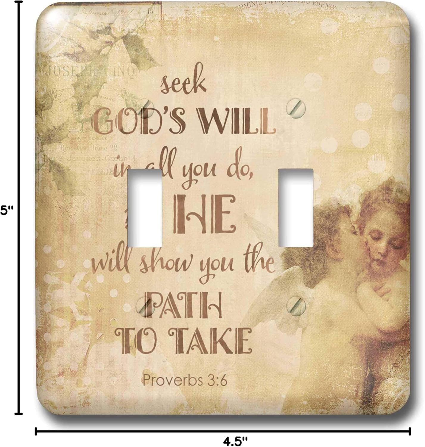 3dRose Religious Typography Art With Angels And Bible Psalm Seek God double toggle switch