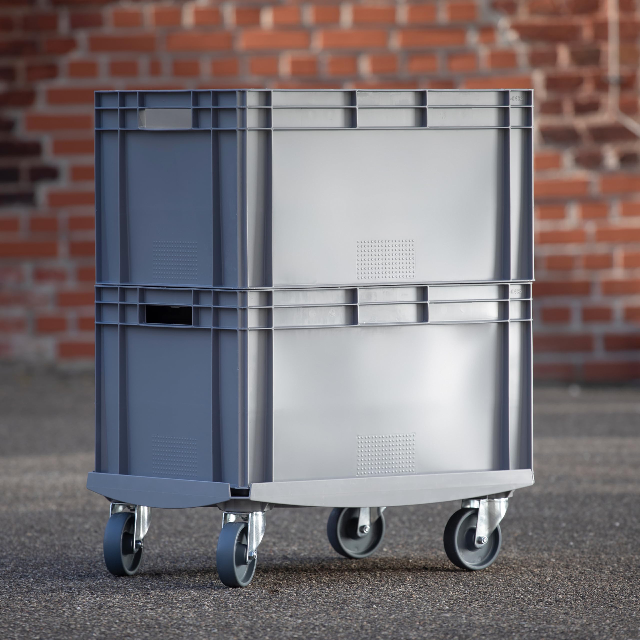Meister Carrello per il trasporto 620 x 420 mm – per contenitori europei 600 x 400 mm – portata 250 kg – telaio in ABS – Ruote TPE/Euror Scooter/aiuto per il trasporto di scatole impilabili /