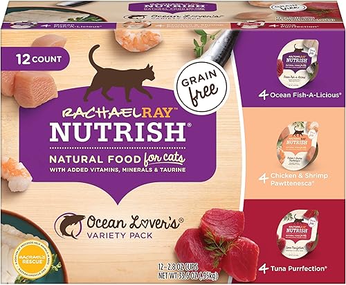 Miniatura 6 de Rachael Ray Nutrish - Alimento seco para gatos con salmón y arroz integral, 14 libras, paquete variado de 2.8 onzas (paquete de 12) paquete de