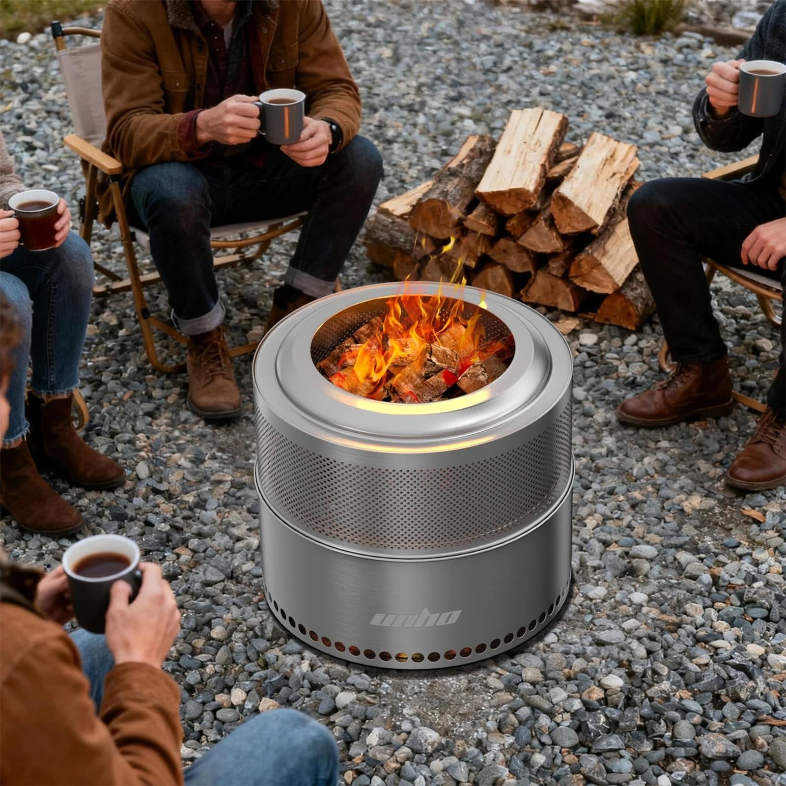 Stufa a legna campeggio per esterni braciere in acciaio inox senza fumo | per cucinare all'aperto escursionismo zaino spalla picnic sopravvivenza riscaldamento pesca sul ghiaccio caccia
