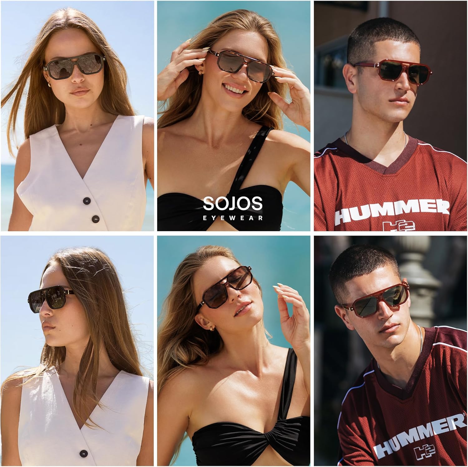 SOJOS Retro Polarized Square Aviator Sunglasses for Women Men Vintage 70s UV400 Protection Shade SJ2609 - Image 3