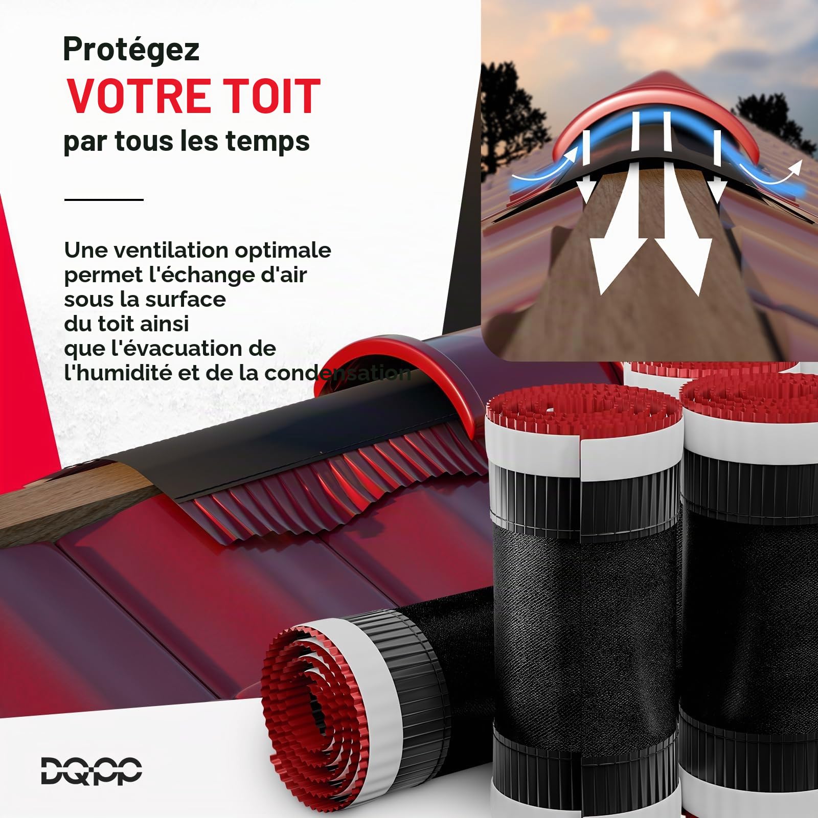 5m x 390mm Brun cuivré closoir ventilé RAL 8004