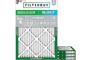 Filterbuy 18x24x1 Air Filter | Replacement MERV 8 Media (4-Pack)