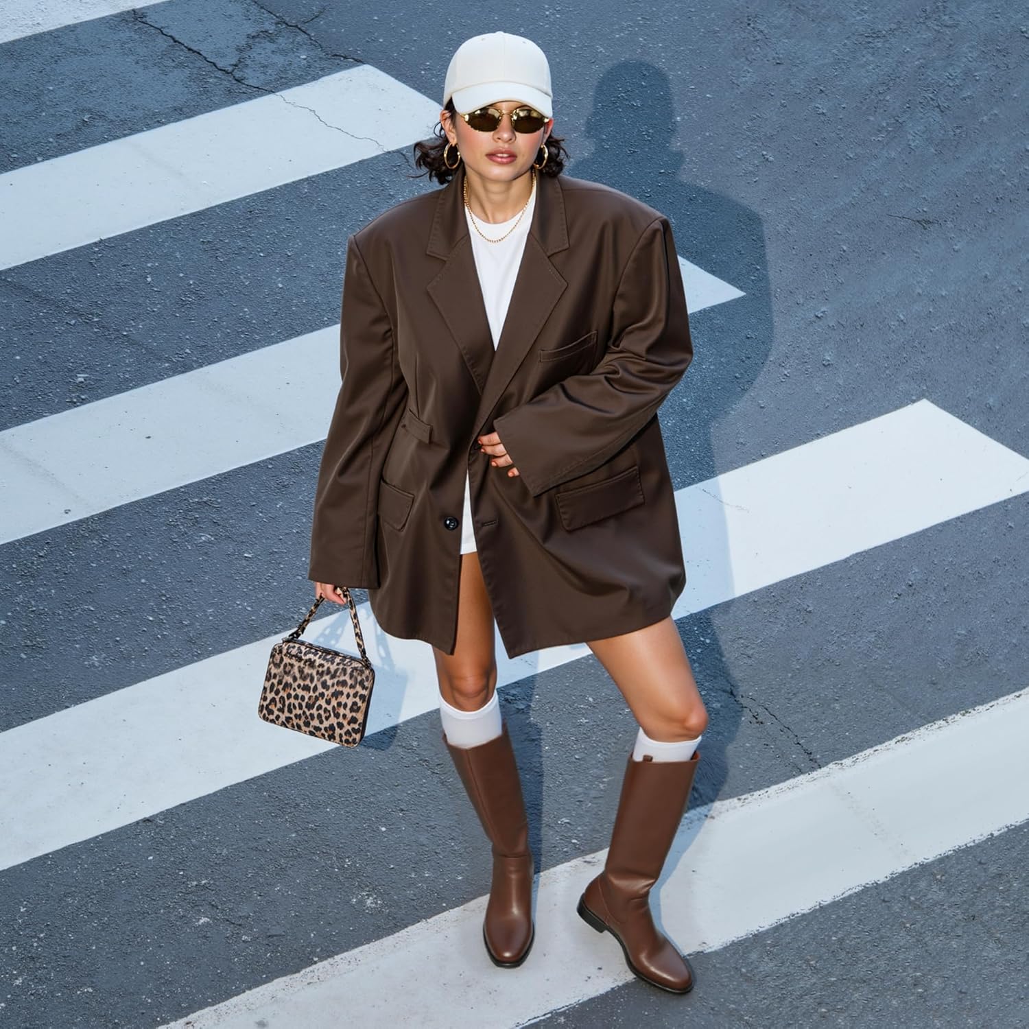 Modatope Knee High Boots Women Rounded Toe Flat Retro Bais Opening Low Chunky Heel Riding Boots - Image 8