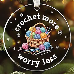 Ornamento de crochê - Enfeites de Natal de crochê, enfeites de Natal com bola de fio de tricô - Presentes de crochê para mulheres, meninas, amantes de crochê - Ornamento de fio de malha