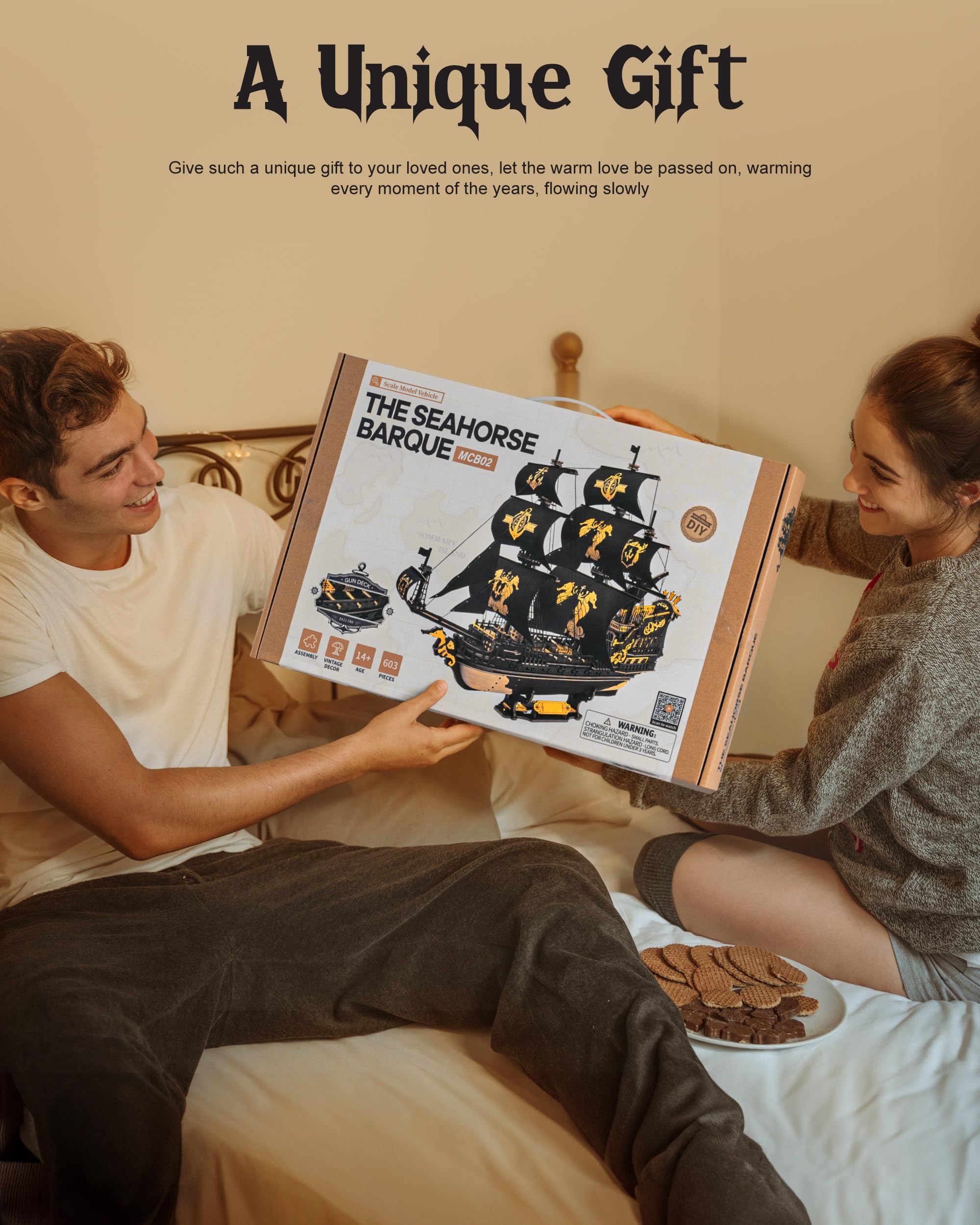 ROBOTIME MCB02 MCB02 Drewniane puzzle z motywem konika morskiego, zestaw modelowy dla dorosłych do budowania, puzzle dla dorosłych i dzieci, puzzle 3D, zestaw modelowy dla dorosłych i dzieci, puzzle