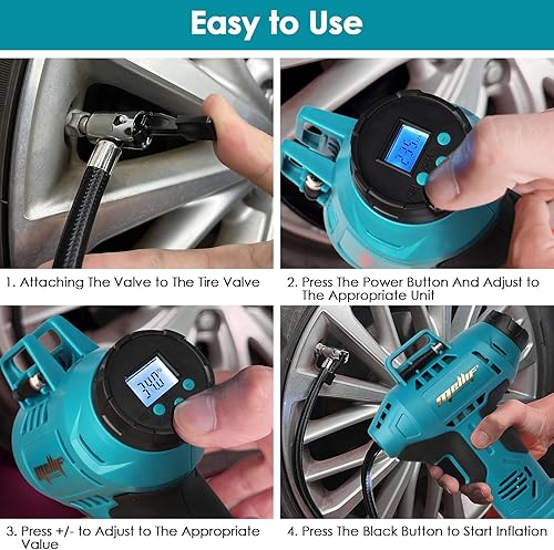 Miniatura 5 de Inflador de neumáticos inalámbrico y sierra circular para batería Makita 18V