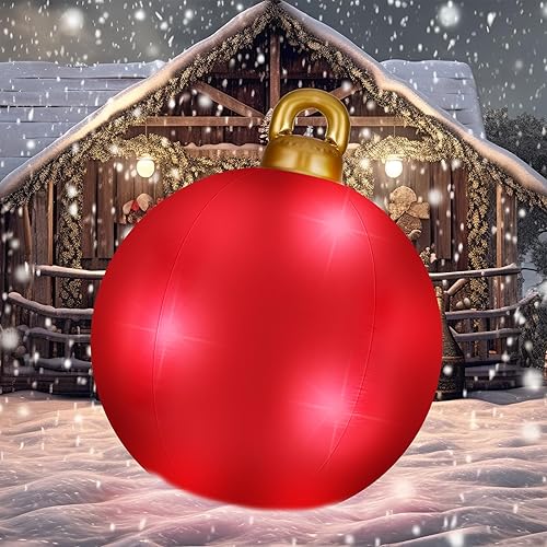 Miniatura 5 de Jetec Bolas de Navidad inflables gigantes de PVC de 7 pies, adornos inflables gigantes para exteriores, decoraciones de bolas de soplado de Navidad