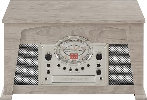 Miniatura 7 de Crosley CR7015A-GY Medley - Tocadiscos de vinilo de 3 velocidades con Bluetooth, radio AMFM, reproductor de CD, cubierta de casete y entrada