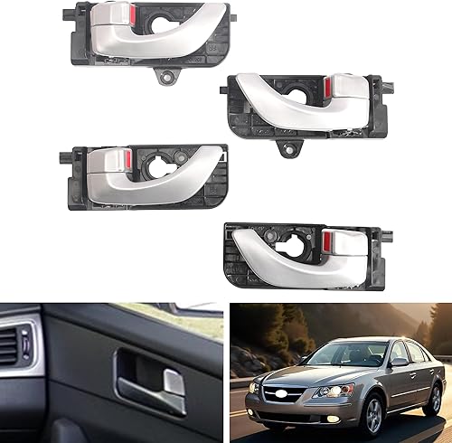 Juego de 4 manijas de puerta interior cromadas para el lado del conductor y del lado del pasajero, juego de manijas interiores plateadas, aptas para