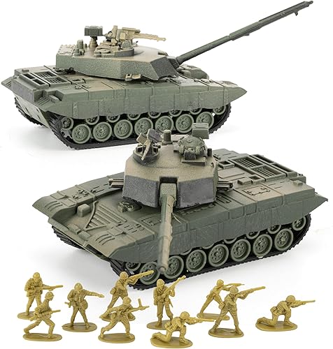 WW2 Army Tank and Army Men Toys Playset, 2 modelos de tanque MBT tipo 98 de China y 10 soldados de juguete para niños