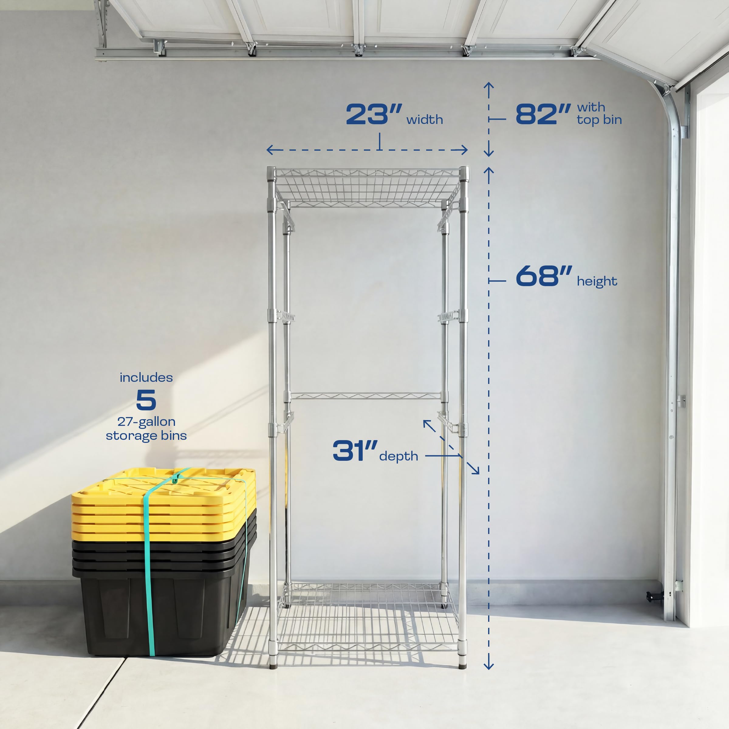 Amazon.com - Bin Storage Rack with 5-Pack 27 Gallon Storage Totes