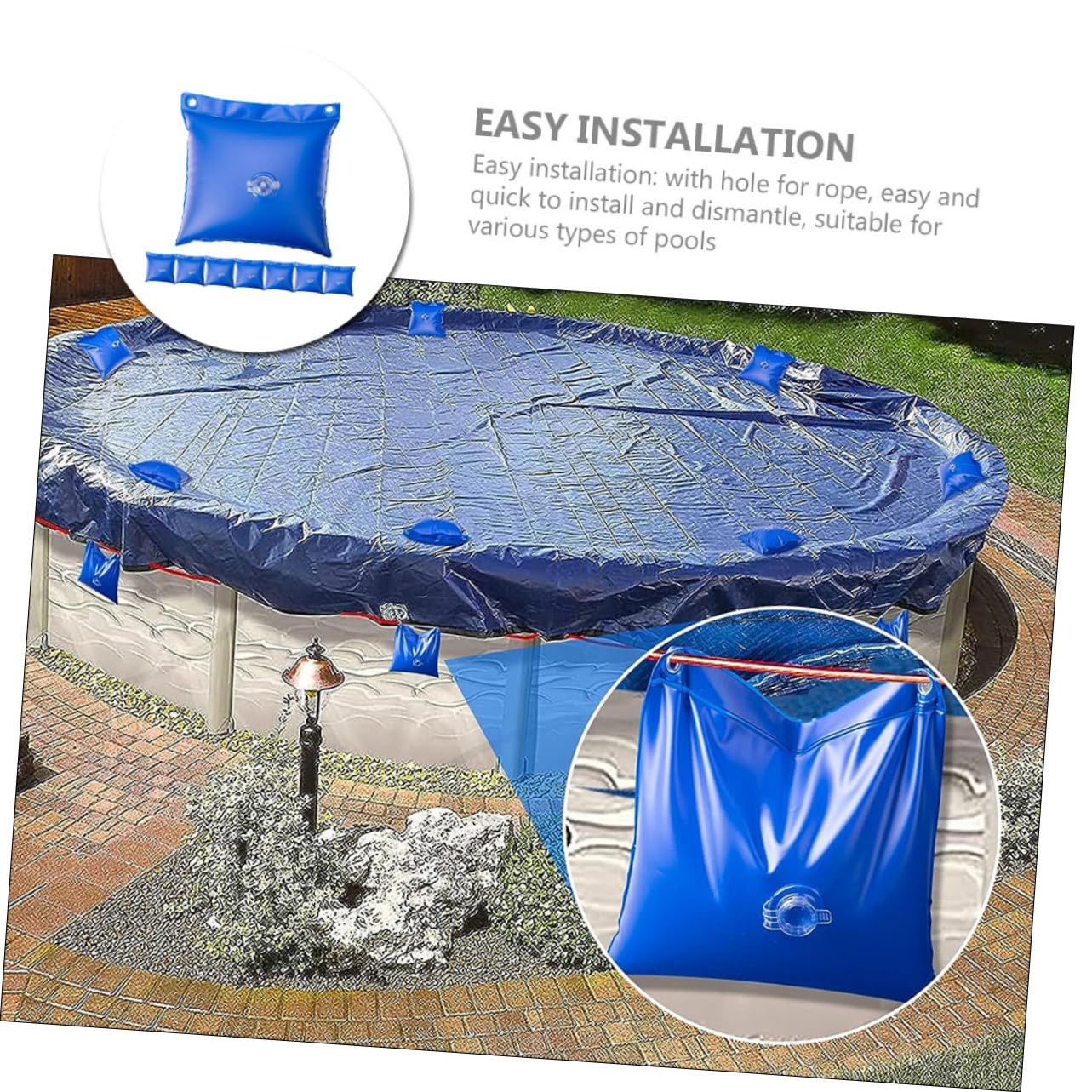 SOIMISS 8 pièces Pochette de Rangement pour Bâche de Piscine Hivernage Lot de PVC Résistant Poche Murale Pratique pour Protéger et Maintenir la Couverture Hiver Accessoire Hivernage
