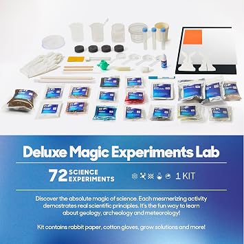 DiscoveryTM Magic Science Lab 72 STEM Experiments for Kids| Reactions, Illusions, Crystals, Slime & Light Tricks| DIY Chemistry Project Kit| Educational Learning Toy| Physics Activity Set Ages 8+