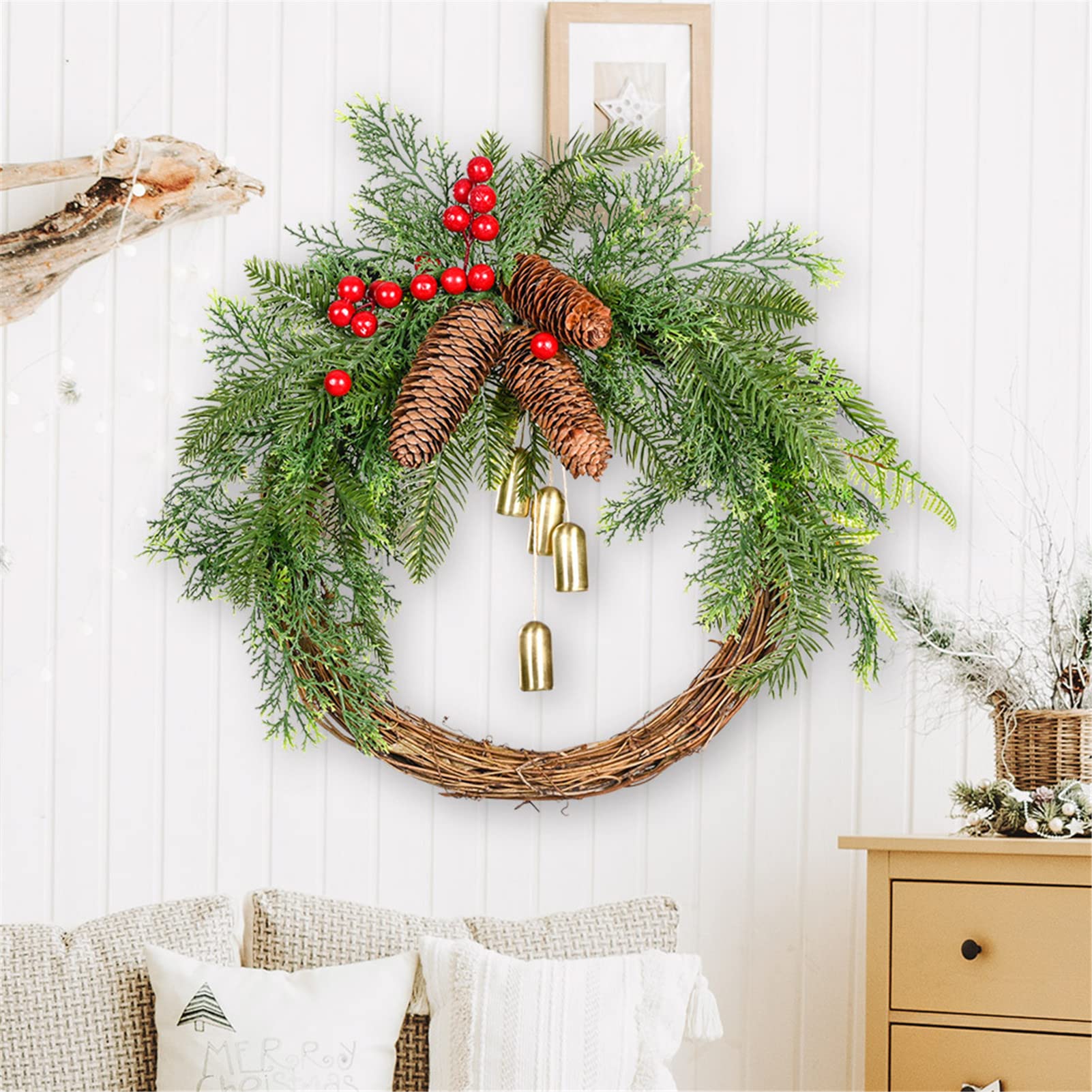 Ghirlanda di Natale per la Porta d'ingresso Ghirlande Natalizie Decorazioni Ghirlande finte per Esterni Ghirlande Natalizie Decorazioni Invernali per la casa
