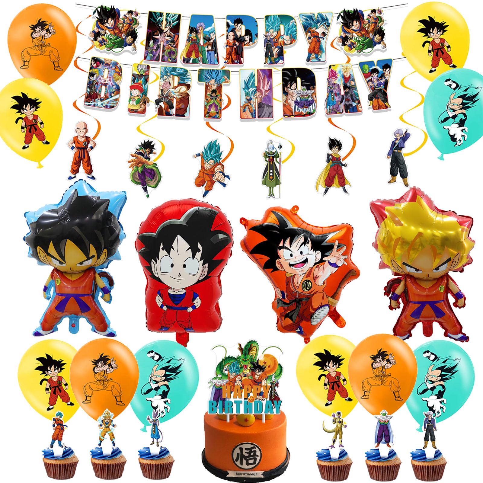 Orinice誕生日飾り バルーン 風船 キャラクター バースデー飾り付け 子供バースデーデコレーション HappyBirthdayバナー ハンギングスワール アルミバルーン ケーキトッパー 男の子