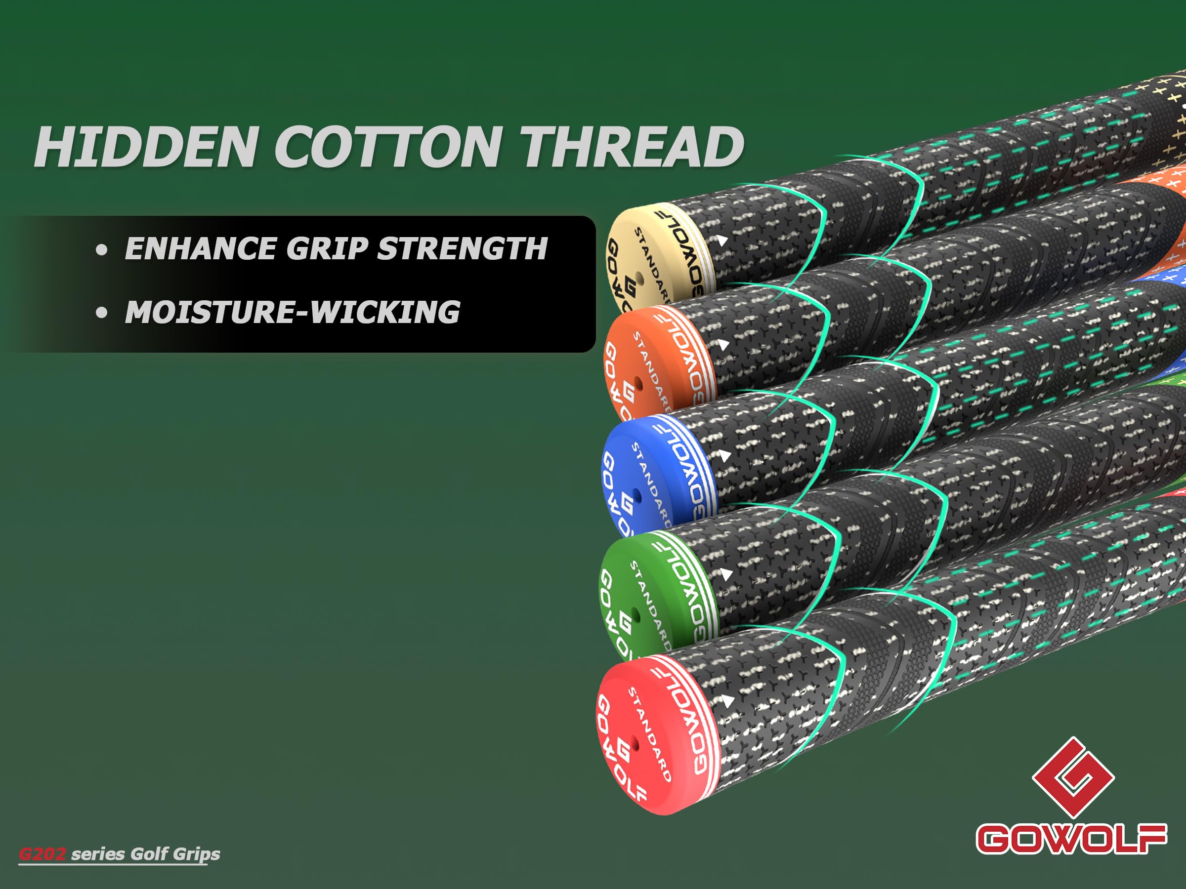 Gowolf Golfgriffe, Gummi, Multi-Compound-Golfschlägereisen, 13 Stück, farbige Oberabdeckung, SL02 Pro mit gratis 15 Bändern